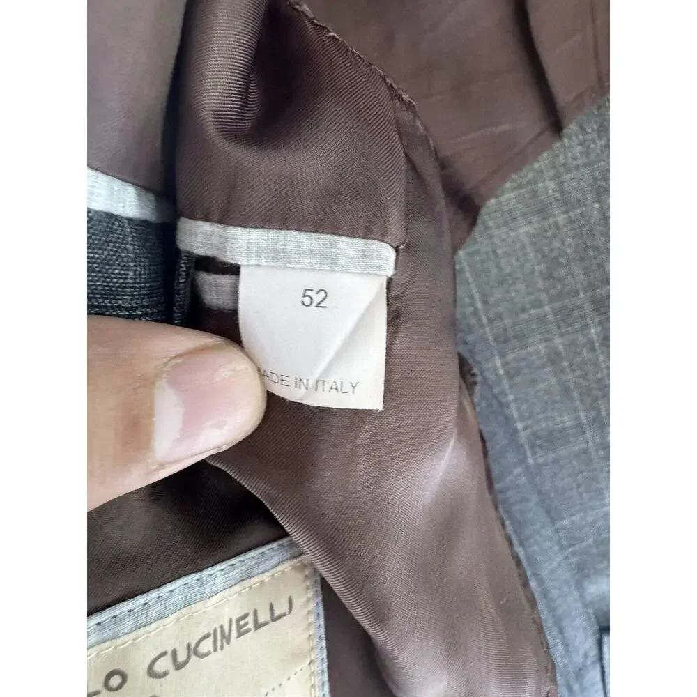 Brunello Cucinelli Blazer Jacket Glen Plaid Wool 52/42 Unstructured Men Luxury